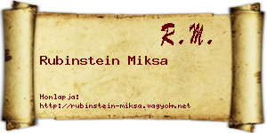 Rubinstein Miksa névjegykártya